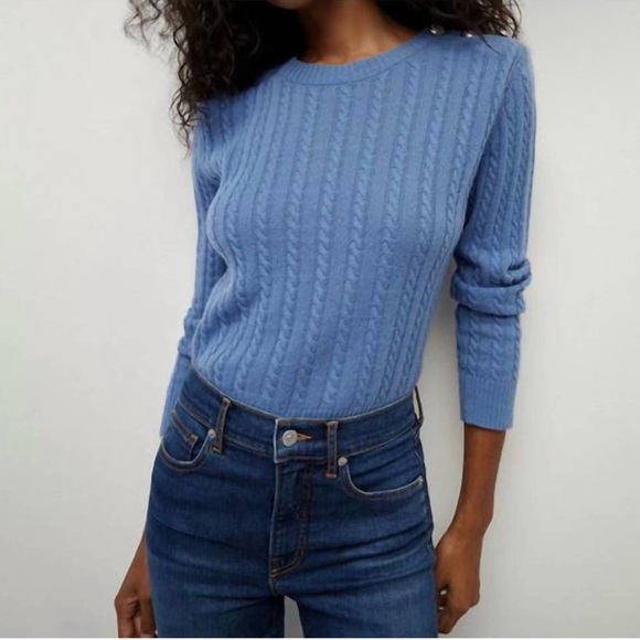Veronica Beard Alder Cashmere Pullover in Skylight Size XS